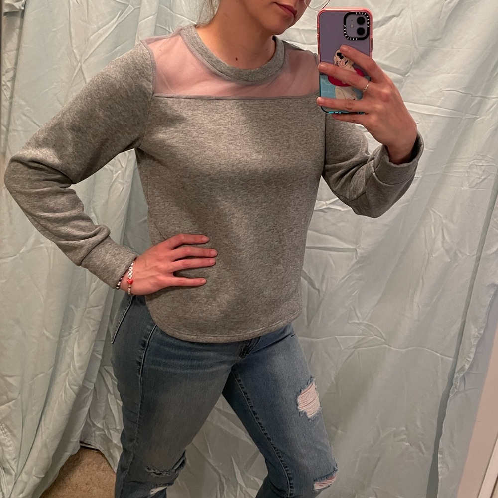 Grey/gray sweater translucent chest